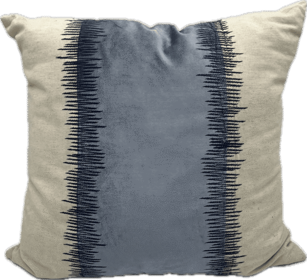 Cream and Blue Stitched Stripe Pillow