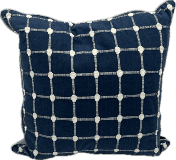 Blue and White Grid Pillow
