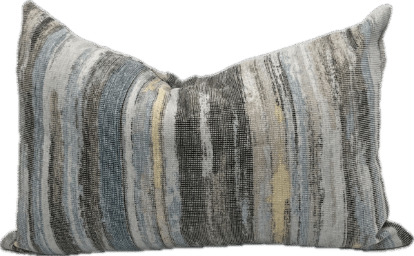 Striped Blue and Grey Lumbar Pillow