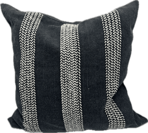 Navy Herringbone Stripe Pillow