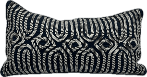 Navy Looped Geometric Lumbar Pillow