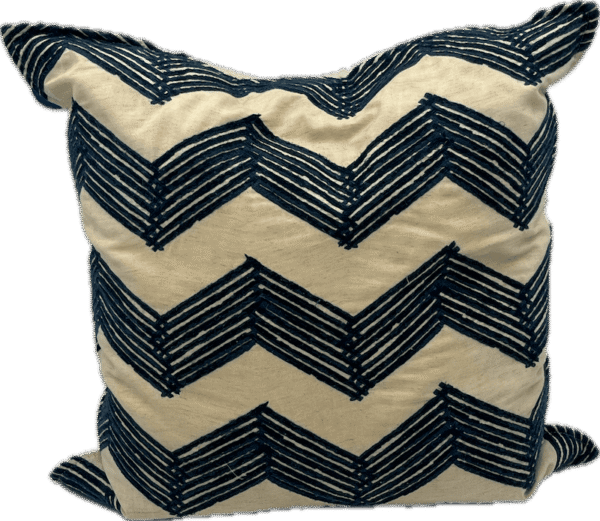 Navy Chevron Embroidered Pillow