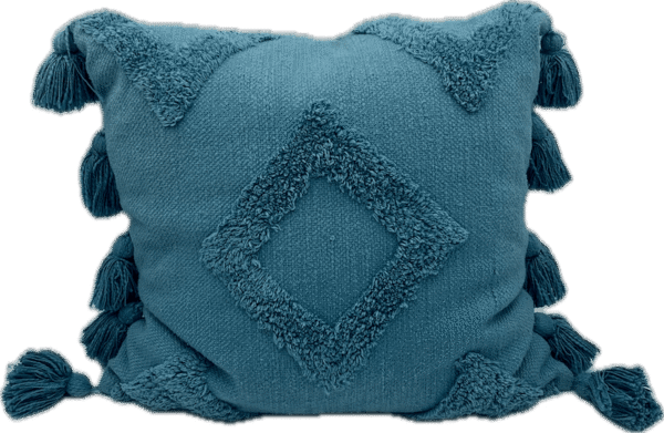 Blue Diamond Pillow with Tassels