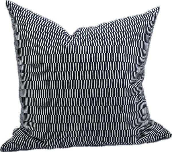 Navy Checker and Stripe Pillow