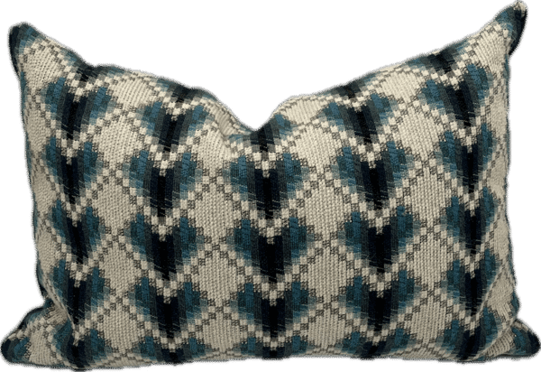 Teal Woven Chevron Lumbar Pillow