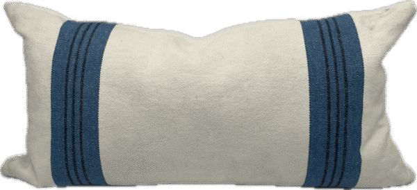 White and Blue Stripe Lumbar Pillow