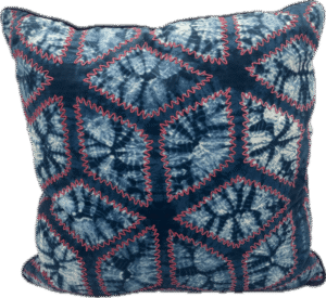 Pink Stitch Blue Batik Pillow