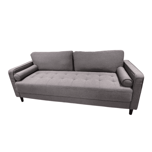Grey Tufted Sofa with Bolsters