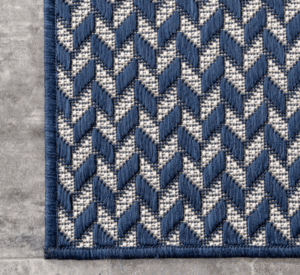 Blue and White Chevron Woven Rug