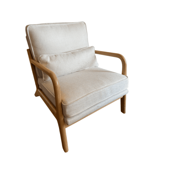 Mid-Century Modern Style Linen White Chair