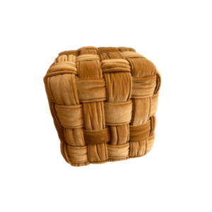 Woven Velvet Cube Ottoman