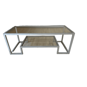 Silver Cocktail Table with 2 Glass Shelves