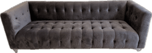 Modern Tufted Grey Velvet Sofa with Lucite Legs