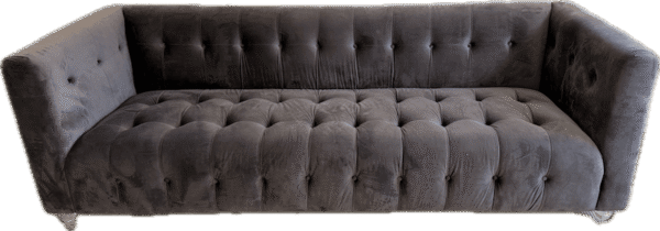 Modern Tufted Grey Velvet Sofa with Lucite Legs