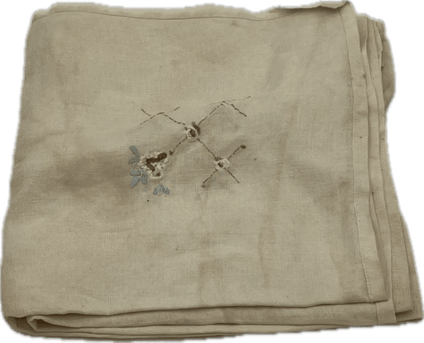 Linen Tablecloth with Blue Floral Embroidery