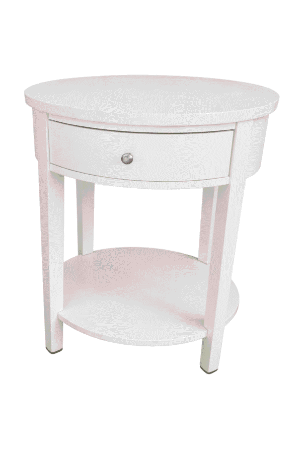 White Oval Bedside Table