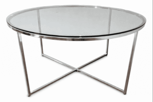 Silver X Base Glass Cocktail Table