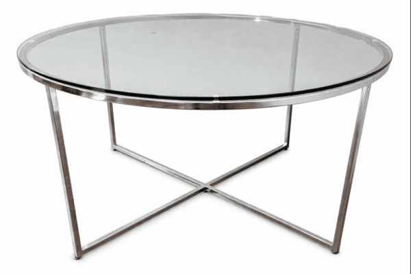 Silver X Base Glass Cocktail Table