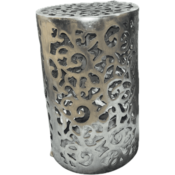 Small Silver Metal Scrollwork Side Table