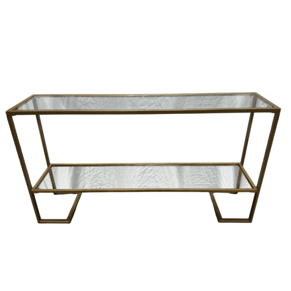 Gold Glass and Mirror Console