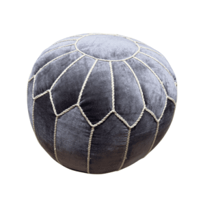 Purple Velvet Pouf with Rope Detail