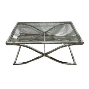 Rectangular Cocktail Table With Silver Base