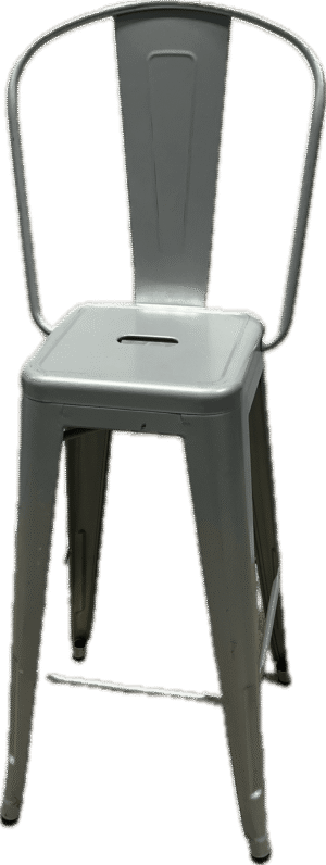 Grey Metal Bar Stool with Back