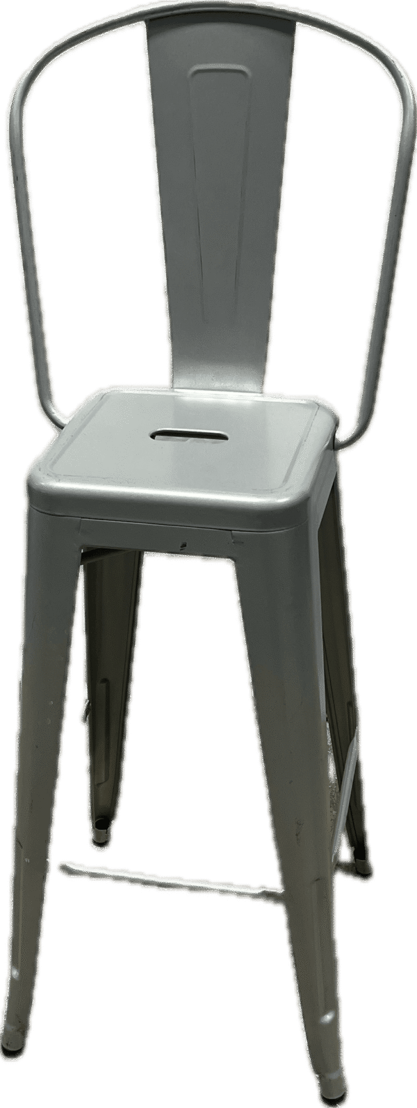 Grey Metal Bar Stool with Back