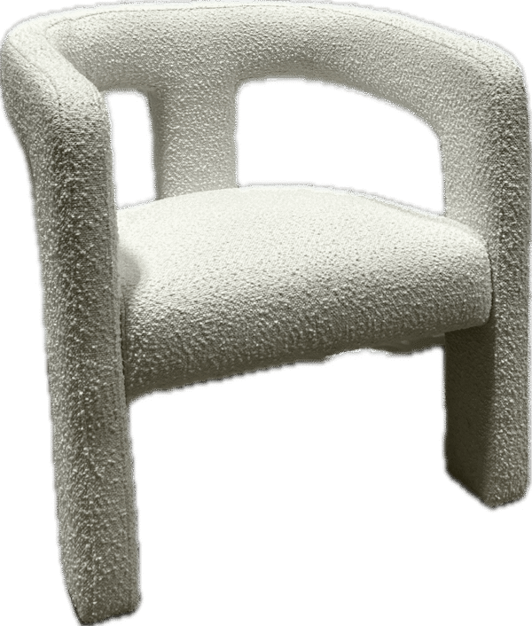 Modern Ivory Bouclé Accent Chair