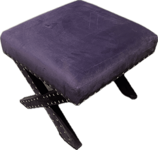Purple Velvet Nailhead Ottoman