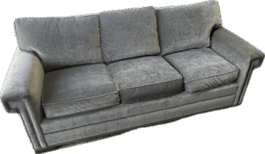 Grey Sleeper Sofa with Bronze Nailheads