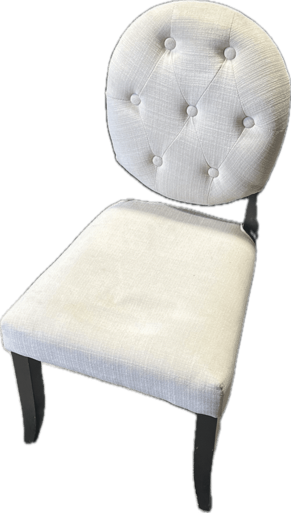 Round Back White Tufted Dining Chair