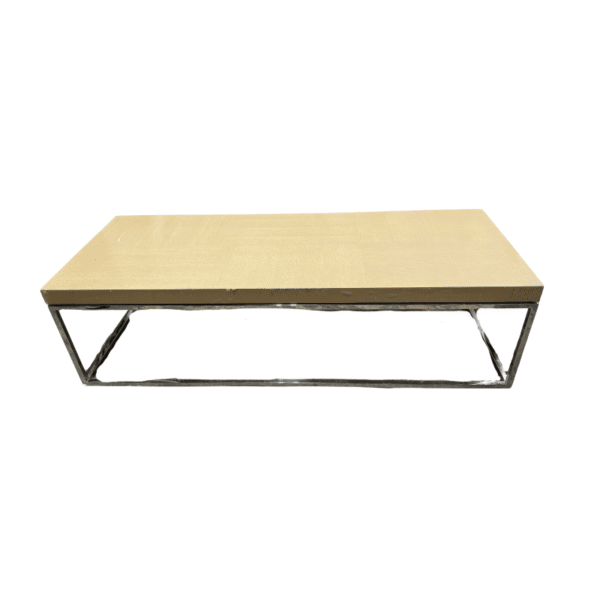 Light Wood Coffee Table with Chrome Base