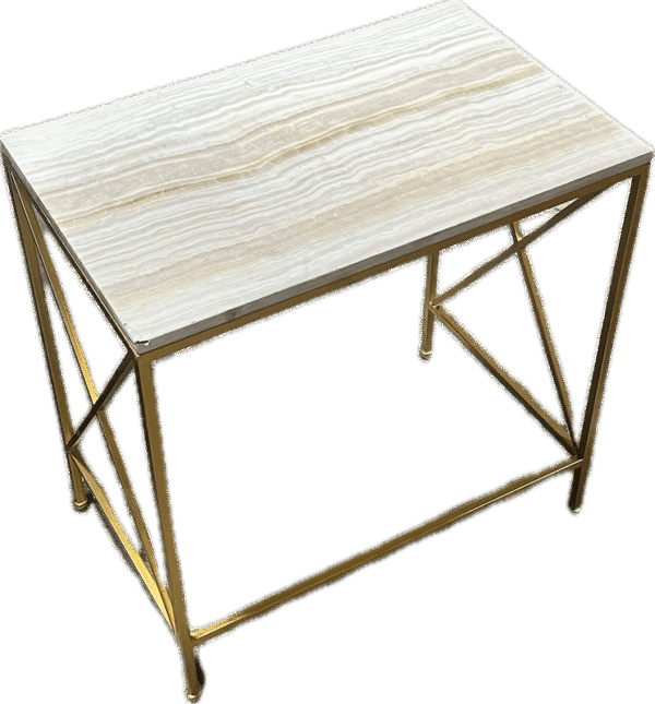 Faux Stone Side Table with Gold Legs