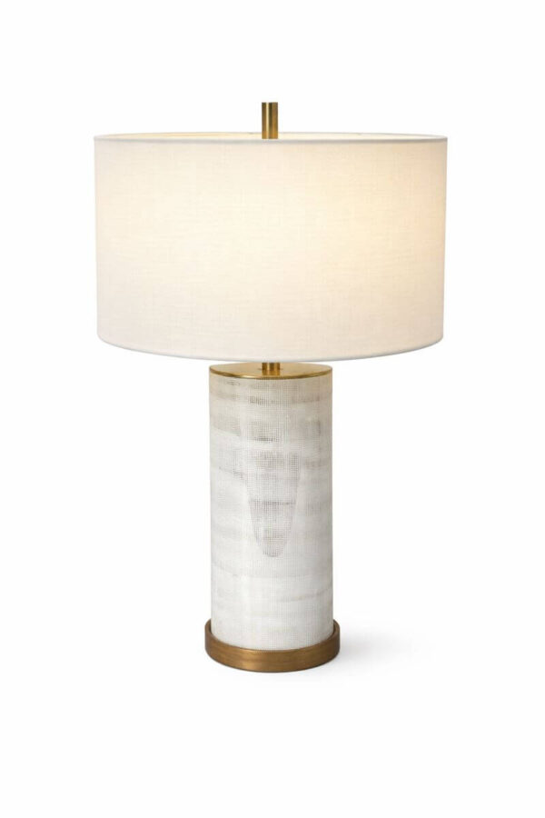 White Glass Brushed Metallic Table Lamp