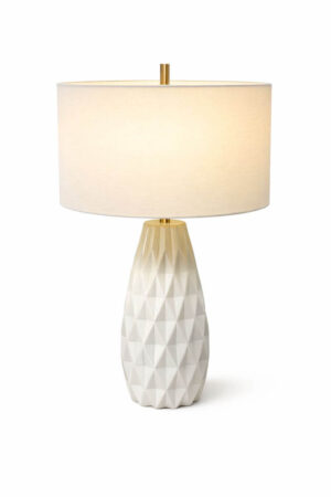 Table Lamp with Faceted White Base