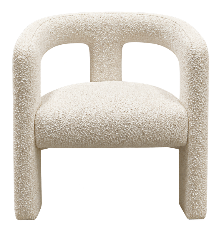 Modern Ivory Bouclé Accent Chair