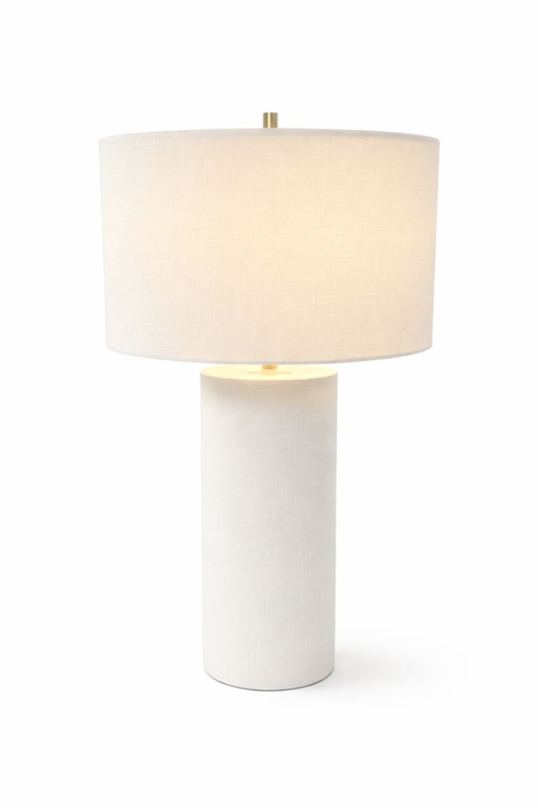 Table Lamp with White Cylindrical Base