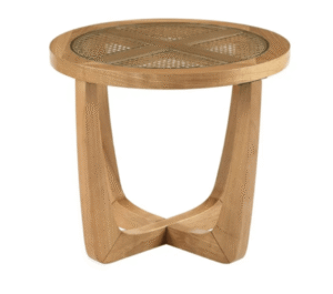 Rattan and Glass Side Table