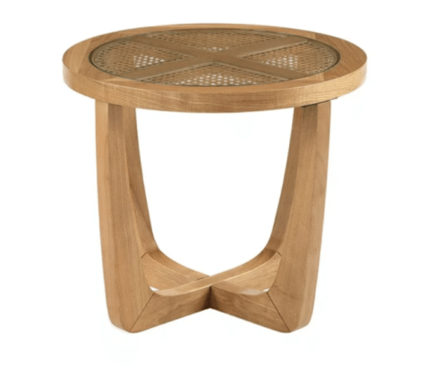 Rattan and Glass Side Table
