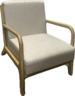 Light Wood and Taupe Accent Chair