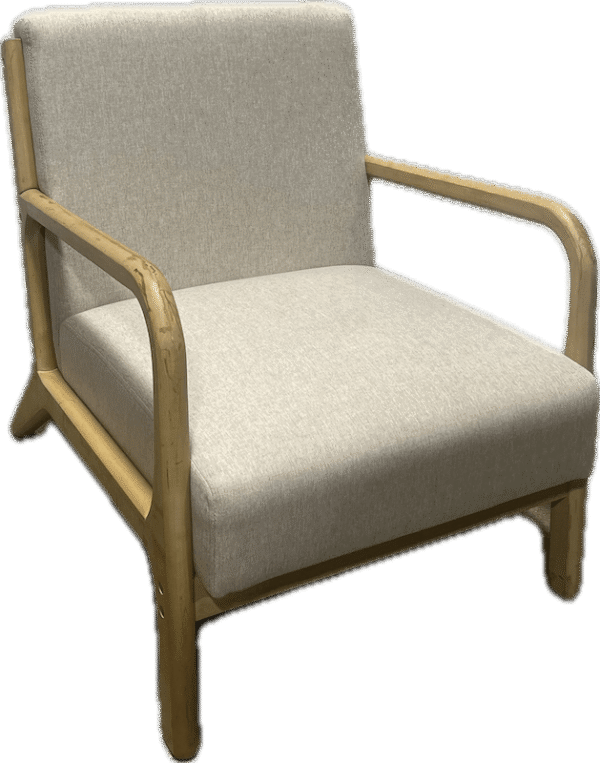 Light Wood and Taupe Accent Chair