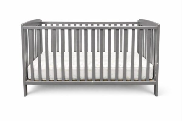 Grey Foldable Crib with Curved Ends