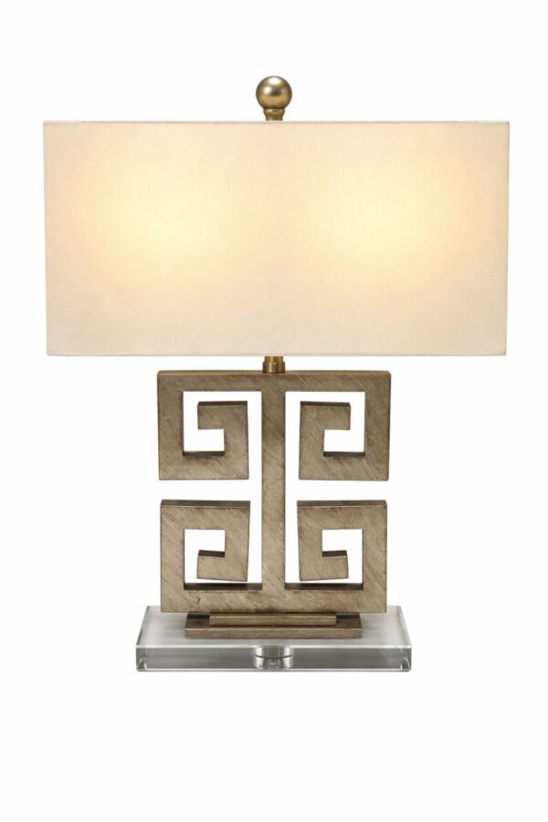Greek Key Silver Table Lamp