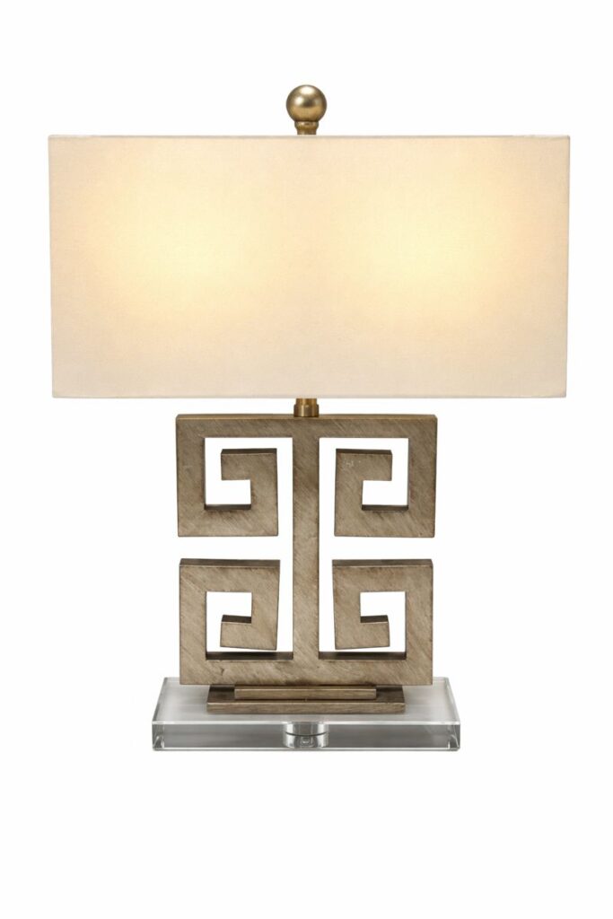 Greek Key Silver Lamp