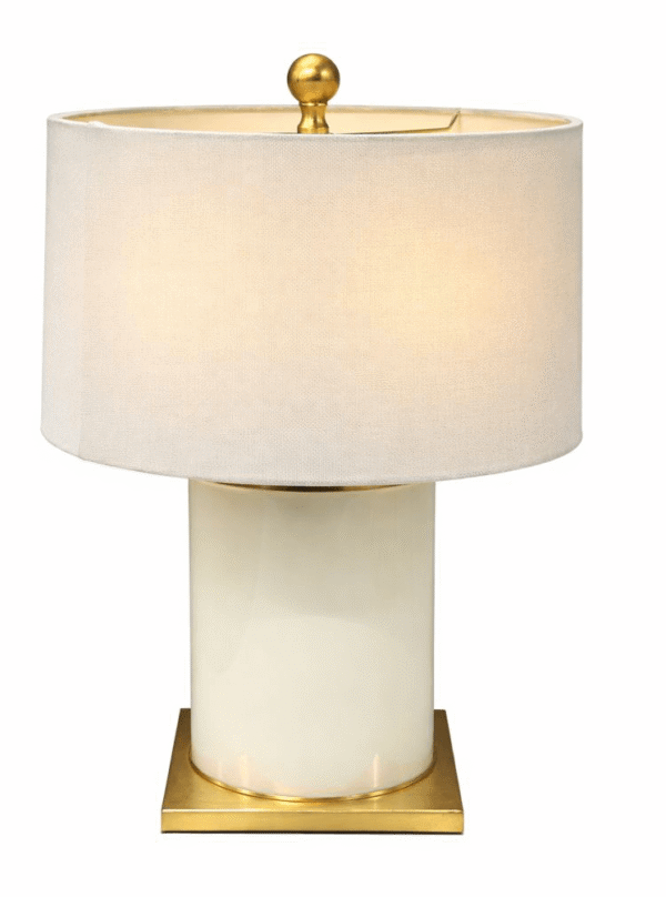 Cream and Gold Cyclindrical Table Lamp