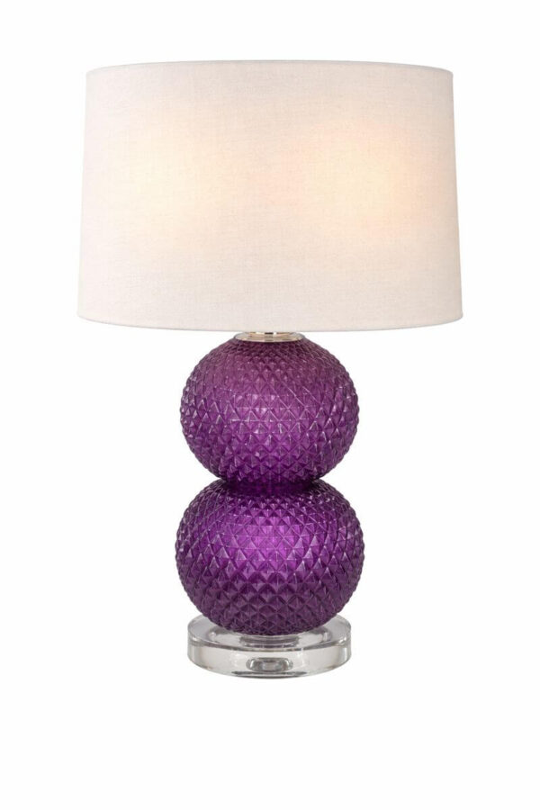 Purple Textured Glass Double Sphere Table Lamp