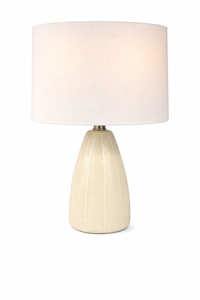 Cream Subtle Striped Ceramic Lamp