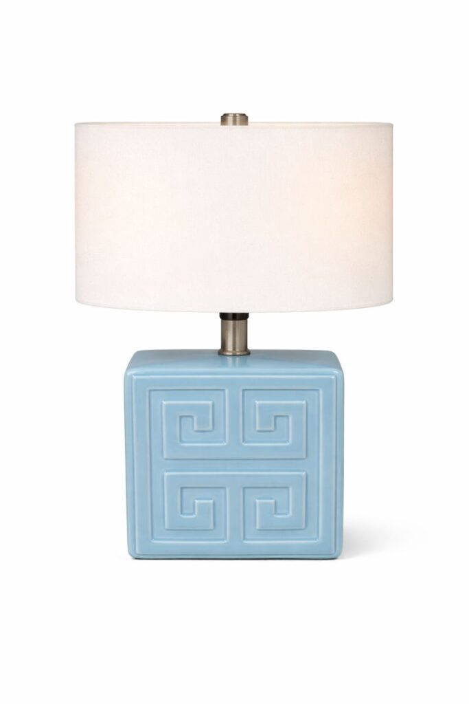 Blue Greek Key Embossed Accent Lamp
