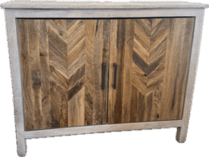 Inlay Wood and White Wash Cabinet